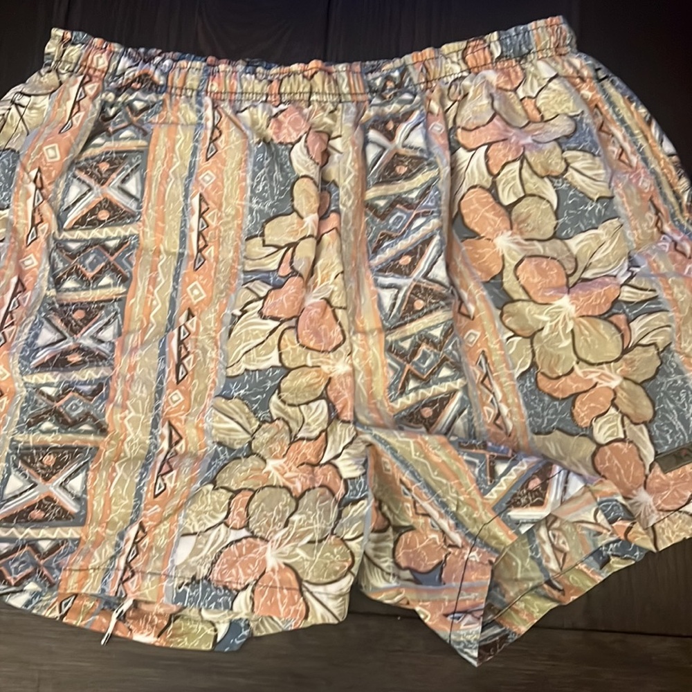 Navigata Bugle Boy Mens L Swim Mesh Short Trunks Khaki Blue Mauve Blue 4” Inseam